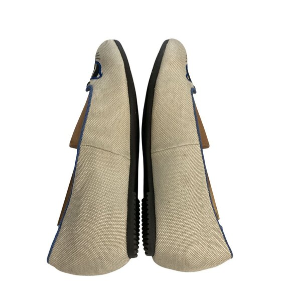 White Mountain Women’s size 7.5 beige Embroidered Cat  Slip-On Loafers shoes - Picture 6 of 7